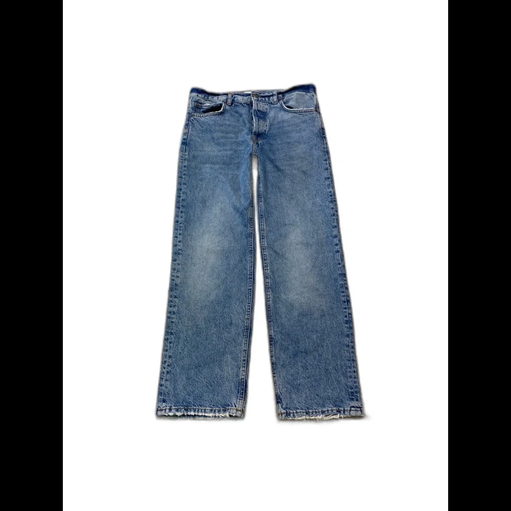 Zara 90s High Rise Relaxed Ankle Straight Leg Rigid Jeans Button Fly Size 4
